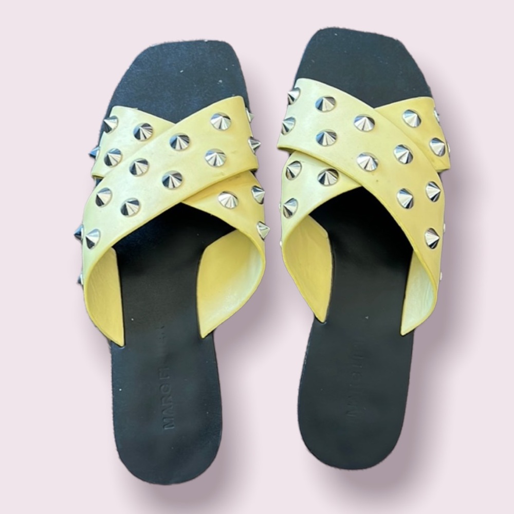 Yellow studded Marc Fisher sandals